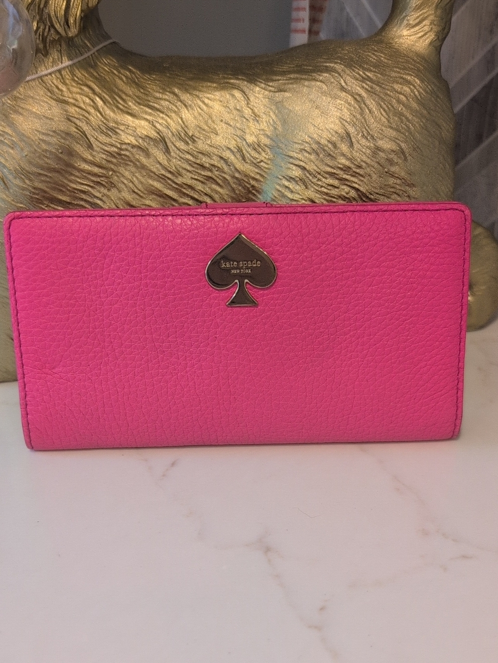 Kate Spade New York Hot Pink Leather Small Continental Wallet 6.5 X 3.5